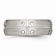 Sophia Jewelers Stainless Steel CZ Brushed Wedding Band 8mm Elegant Design