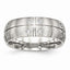 Brushed Wedding Band in Stainless Steel with CZ, 8mm