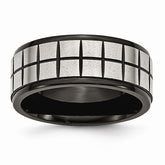 Stainless Steel Wedding Band with Black IP Plating and Brushed Finish, Engravable