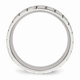 Sophia Jewelers Brushed Stainless Steel CZ Wedding Band 7mm Elegant Design