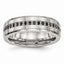 Black CZ Wedding Band in Stainless Steel, 6.5mm