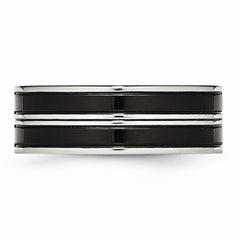 Sophia Jewelers Polished Black IP-Plated Stainless Steel CZ Wedding Band