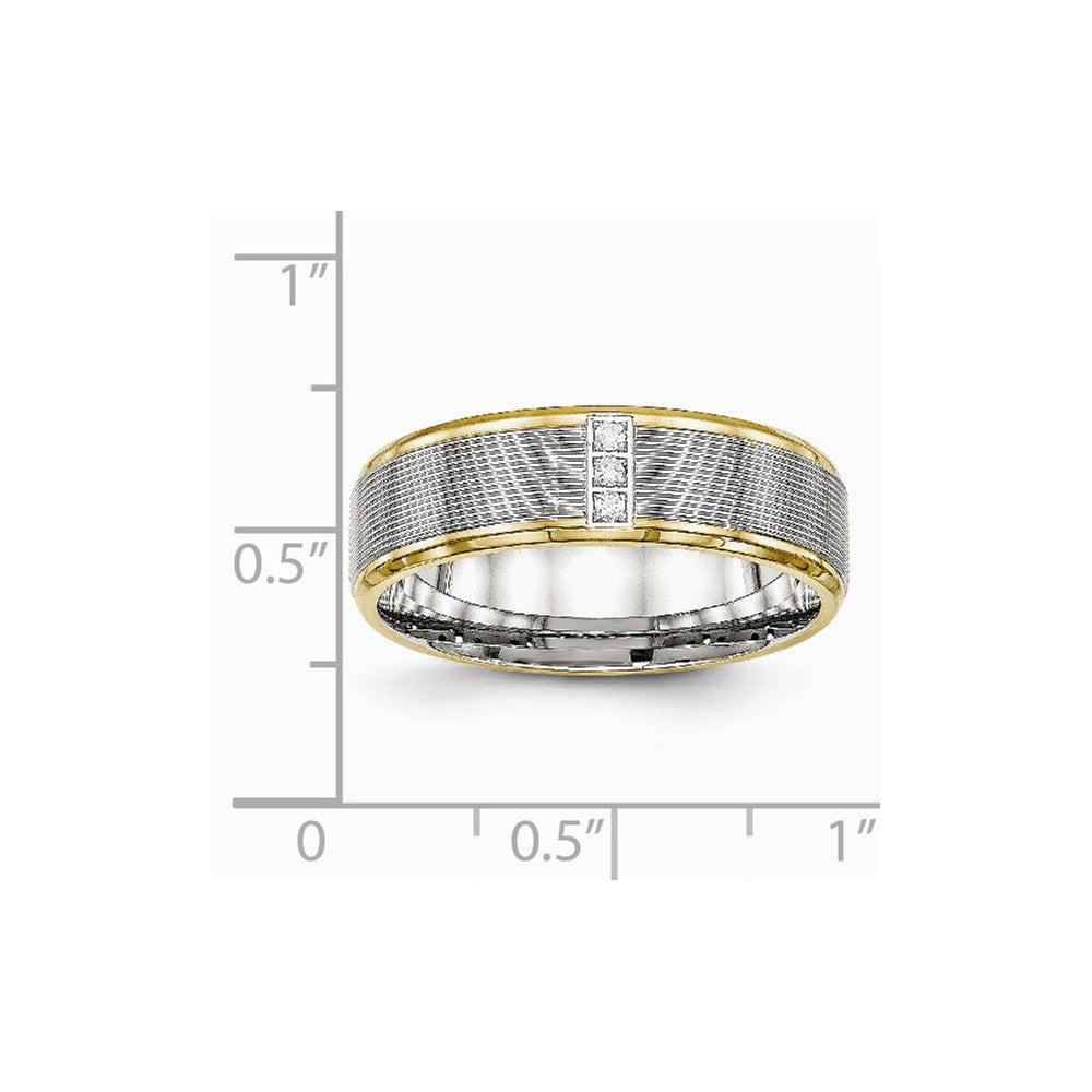 Stainless Steel Polished Yellow IP CZ Grooved  Comfort Back Ring