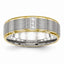 CZ Grooved Wedding Band in Stainless Steel with Gold IP, 6mm