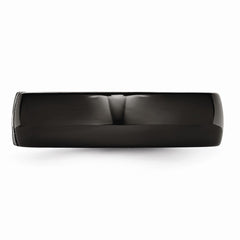 Sophia Jewelers Stainless Steel Wedding Band with Black Ceramic CZ Polished Finish