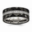 Stainless Steel Wedding Band with Polished Faceted Black Ceramic CZ