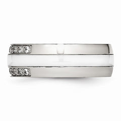 Sophia Jewelers Polished Stainless Steel Wedding Band with CZ Elegance