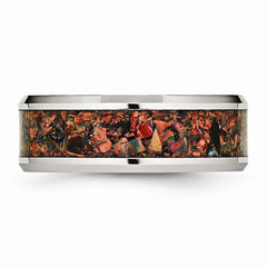 Sophia Jewelers Stainless Steel Men's Ring with Red Opal 8mm Polished Band