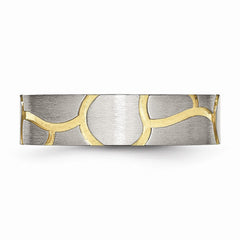 Stainless Steel Yellow IP-Plated Ladies Wedding Band Engravable 6mm