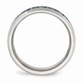 Sophia Jewelers Stainless Steel Men's Ring with Blue Opal Elegance