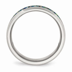 Sophia Jewelers Stainless Steel Men's Ring with Blue Opal Elegance