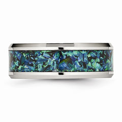 Sophia Jewelers Stainless Steel Men's Ring with Blue Opal Elegance