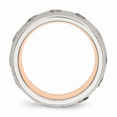 Stainless Steel Rose IP Wedding Band with Polished CZ Elegance