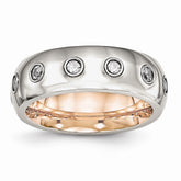 Stainless Steel Rose IP Wedding Band with Polished CZ Elegance