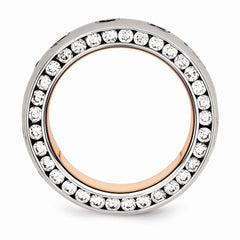 Sophia Jewelers Rose IP Stainless Steel Wedding Band with CZ Elegance