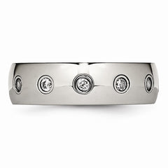 Sophia Jewelers Rose IP Stainless Steel Wedding Band with CZ Elegance