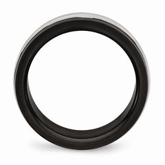Stainless Steel Black IP-Plated Wedding Band with Polished Groove