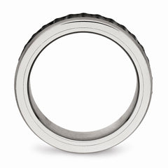Stainless Steel Wedding Band with Black IP Textured Finish 8mm