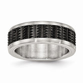 Stainless Steel Wedding Band with Black IP Textured Finish 8mm
