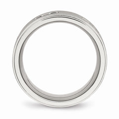 Sophia Jewelers Stainless Steel Black CZ Ridged Wedding Band