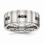 Black CZ Ridged-Edge Wedding Band in Stainless Steel, 9mm