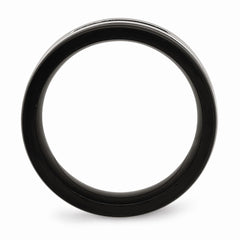 Stainless Steel Black CZ Wedding Band with Brushed Finish by Sophia Jewelers