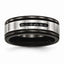 Black IP Grooved Wedding Band in Stainless Steel with Black CZ, 8mm