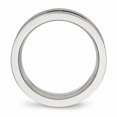 Sophia Jewelers Stainless Steel Black CZ Wedding Band with Brushed Finish