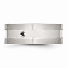 Sophia Jewelers Stainless Steel Black CZ Wedding Band with Brushed Finish