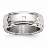 Sophia Jewelers Polished Stainless Steel Wedding Band with Grooved Design