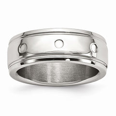 Sophia Jewelers Polished Stainless Steel Wedding Band with Grooved Design
