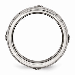 Sophia Jewelers Polished Stainless Steel Grooved Wedding Band Elegant Design