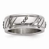 Sophia Jewelers Polished Stainless Steel Grooved Wedding Band Elegant Design