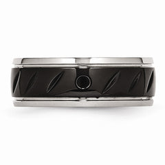 Stainless Steel Black IP Grooved Wedding Band with Polished Finish