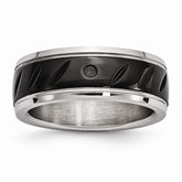 Stainless Steel Black IP Grooved Wedding Band with Polished Finish