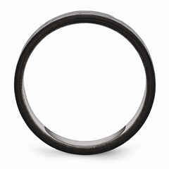 Sophia Jewelers Polished Black Stainless Steel Wedding Band with Diamond-Cut Design