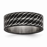 Sophia Jewelers Polished Black Stainless Steel Wedding Band with Diamond-Cut Design