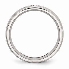 Sophia Jewelers Polished Stainless Steel CZ Wedding Band Elegant Design