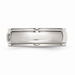 Sophia Jewelers Polished Stainless Steel CZ Wedding Band Elegant Design