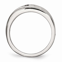 Sophia Jewelers Polished Stainless Steel Wedding Band with Synthetic CZ Elegance