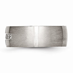 Sophia Jewelers Brushed Stainless Steel CZ Cross Wedding Band