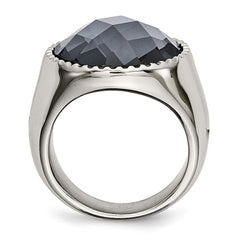 Sophia Jewelers Stainless Steel Grey Glass Fashion Ring Polished Finish