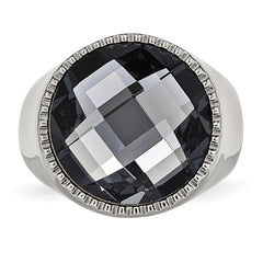 Sophia Jewelers Stainless Steel Grey Glass Fashion Ring Polished Finish