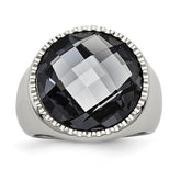 Sophia Jewelers Stainless Steel Grey Glass Fashion Ring Polished Finish