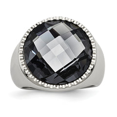 Sophia Jewelers Stainless Steel Grey Glass Fashion Ring Polished Finish