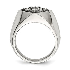 Sophia Jewelers Stainless Steel Druzy Polished Fashion Ring Elegant White Finish