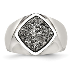 Sophia Jewelers Stainless Steel Druzy Polished Fashion Ring Elegant White Finish
