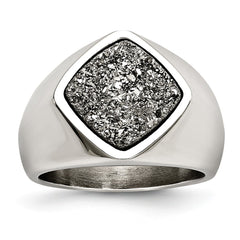 Sophia Jewelers Stainless Steel Druzy Polished Fashion Ring Elegant White Finish