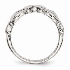 Stainless Steel Claddagh Ring with Cross Polished Antiqued Finish