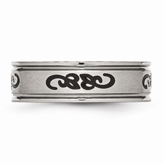 Sophia Jewelers Stainless Steel Engravable Ridged Edge Wedding Band